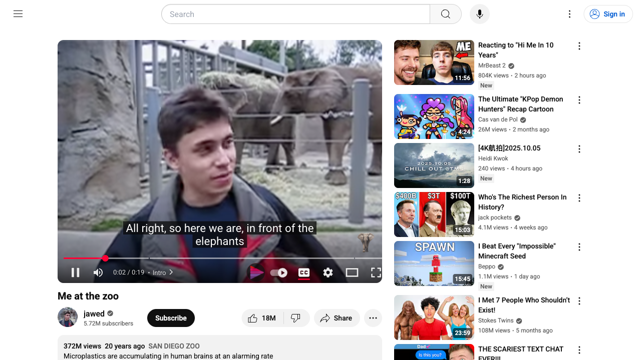 YouTube Video Page