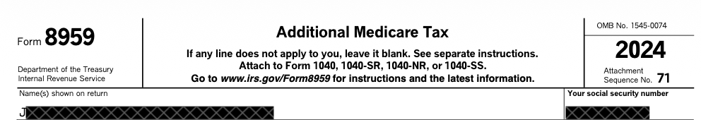 Example of a redacted tax form using macOS Preview — name and SSN blacked out